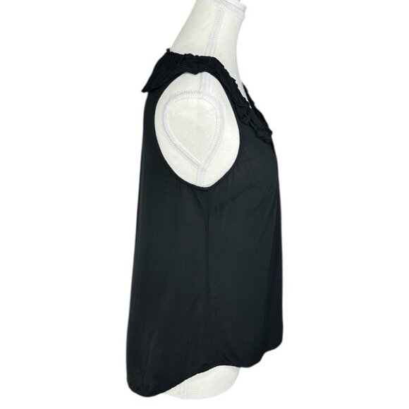 Paige Women’s Black Santina Designer Ruffle Career Sleeveless Crepe Top XS/C33 - Picture 2 of 12